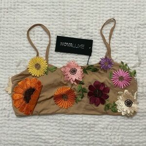 Fashion Nova Floral Embroidered Crop Top - Multicolor